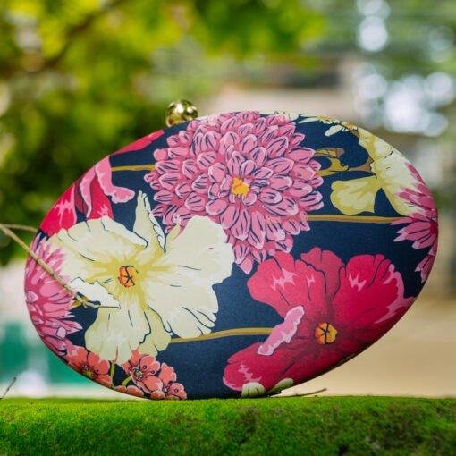 Pink & White Floral Printed Clutch