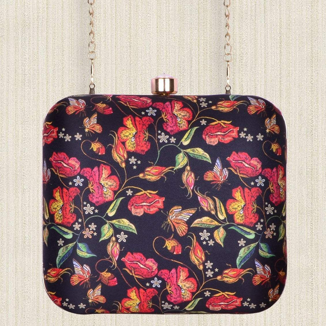 Pink Floral Printed Clutch